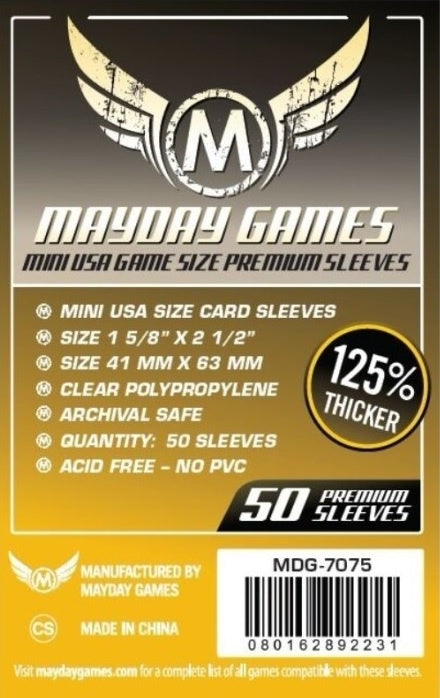 Mayday Games Premium Mini USA Sleeves (Pack of 50) - 41mm X 63mm