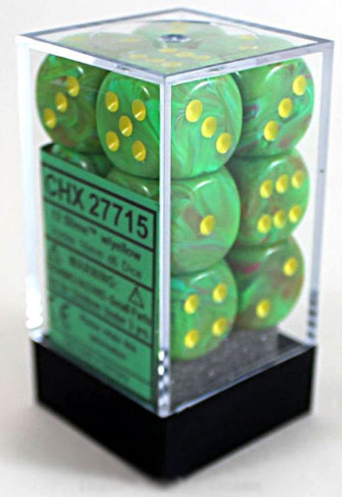 D6 Dice Vortex 16mm Slime/Yellow CHX27715