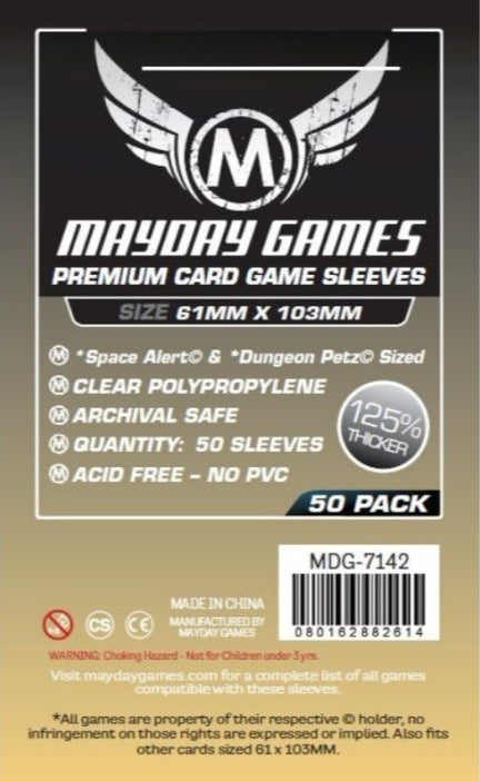 Mayday Games "Space Alert" & "Dungeon Petz" Premium Card Sleeves - 61 x103mm (50)   7142