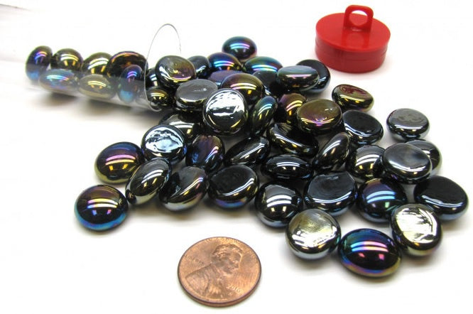 Glass Stones Black Opal Iridized in a Tube (25 Approx) CHX01178