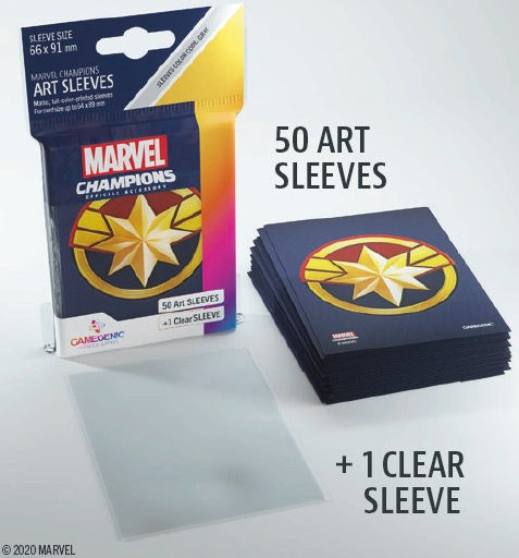 Gamegenic Marvel Champions Art Sleeves - Captain Marvel (66mm x 91mm) (50 Sleeves)