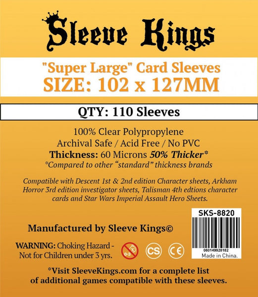 Sleeve Kings Board Game Sleeves Super Large (102mm x 127mm) (110) Sleeve Kings Board Game Sleeves Super Large (102mm x 127mm) (110)