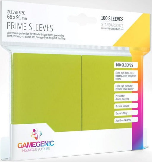 Gamegenic Prime Card Sleeves Lime (66mm x 91mm) (100 Sleeves Per Pack)